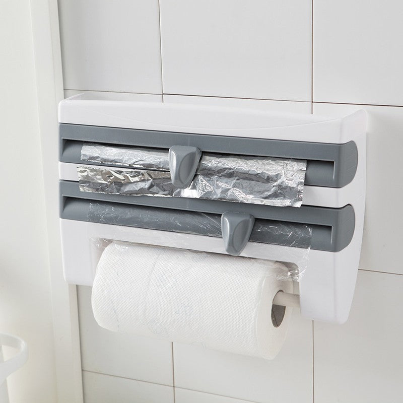 4-in-1 Kitchen Roll Holder Dispenser – Convenient Foil, Film, and Paper Storage