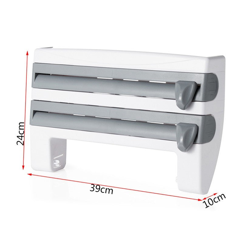 4-in-1 Kitchen Roll Holder Dispenser – Convenient Foil, Film, and Paper Storage